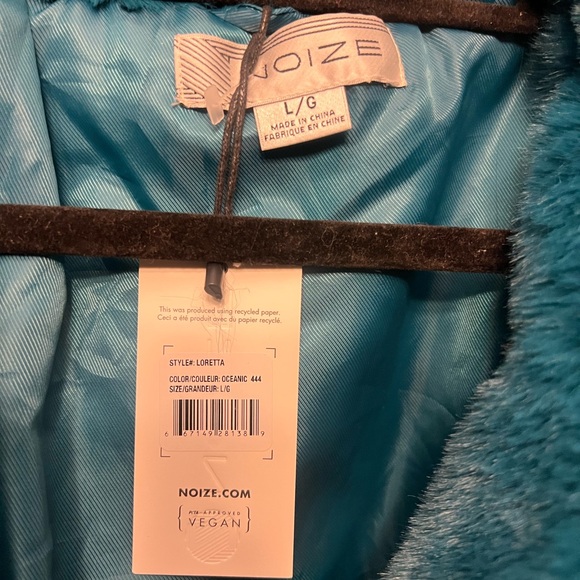 Noize Teal Faux Fur Teddy Coat - Picture 3 of 5